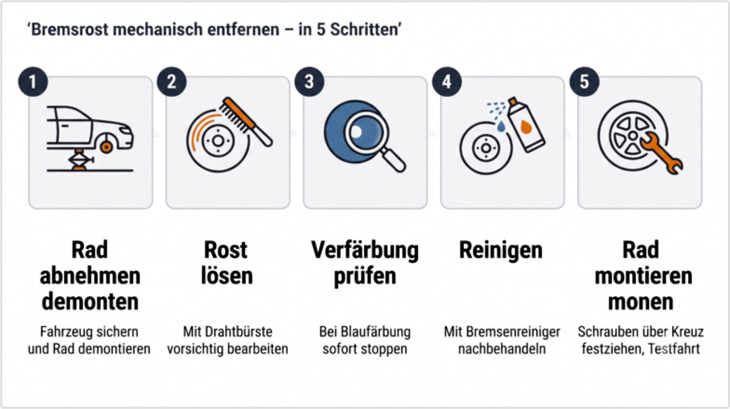 Bremsrost mechanisch entfernen - in 5 Schritten